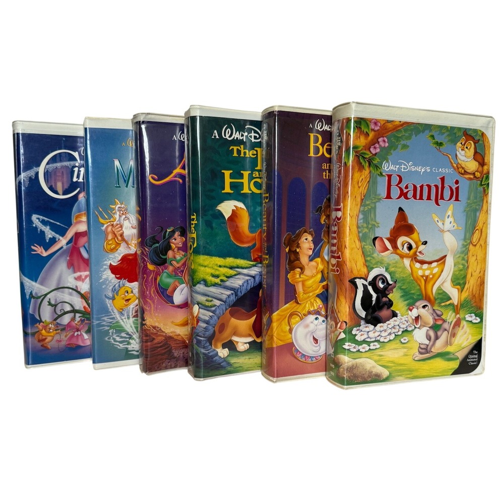 Disney Black Diamond Lot of 6 VHS Including Little Mermaid with Banned Cover